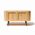 Wooden storage cabinet with double doors and black legs 80 x 40 x 70cm