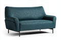 Two-seater sofa in teal fabric with metal legs and modern design 200 x 90 x 85cm