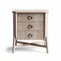 Wooden nightstand with three drawers in natural beige finish 45 x 40 x 60cm
