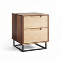 Wooden nightstand with two drawers and metal frame 40 x 40 x 50cm