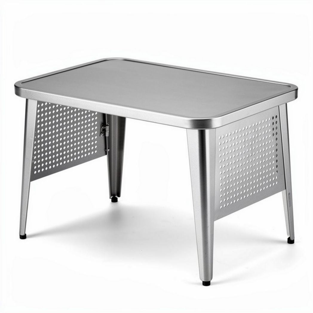 Stainless steel work table with perforated sides 120 x 60 x 75cm