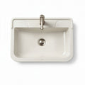 Composite kitchen sink 30 x 18 x 10 inches in white with brushed nickel faucet