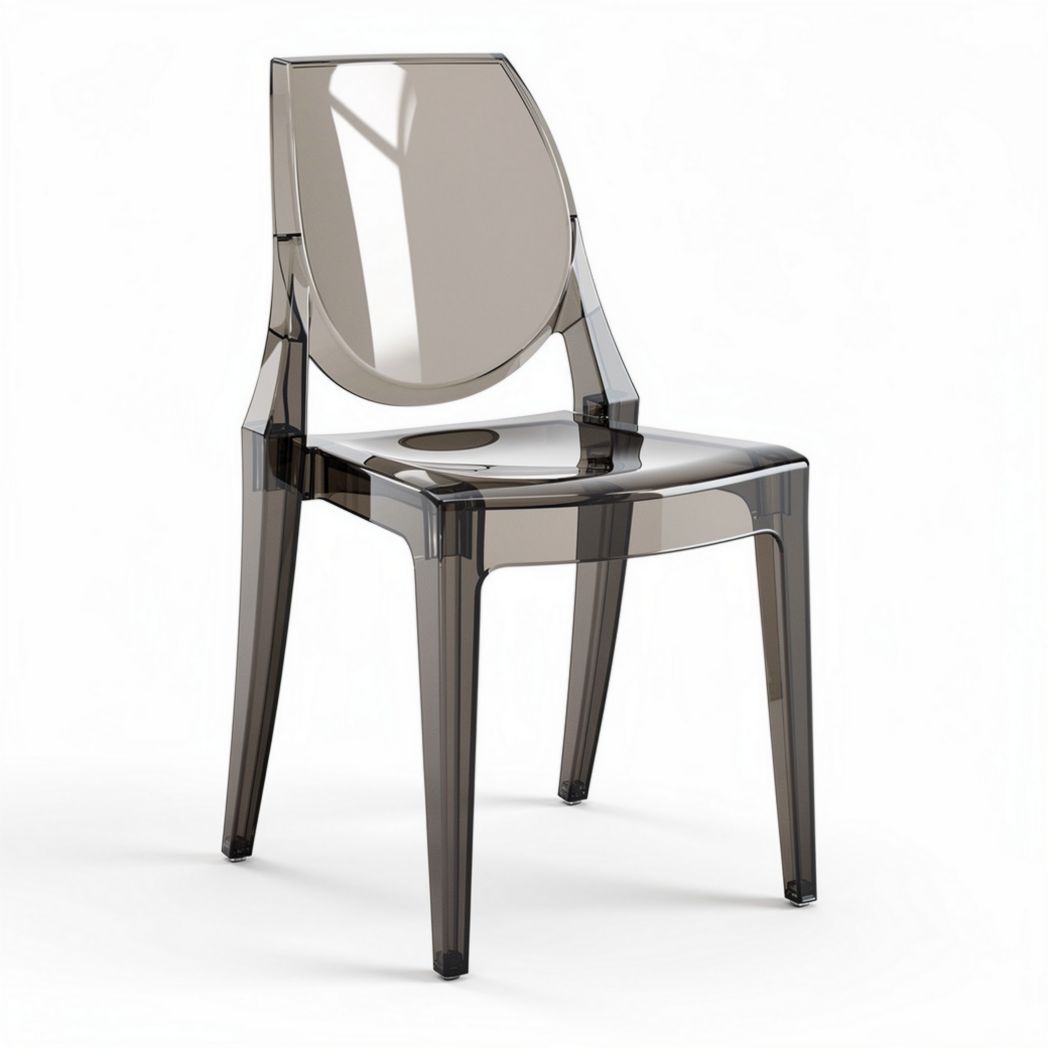 Smoked transparent plastic dining chair for indoor and outdoor use 45 x 45 x 85cm