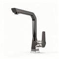 Brushed nickel kitchen faucet with single handle and pull-down sprayer