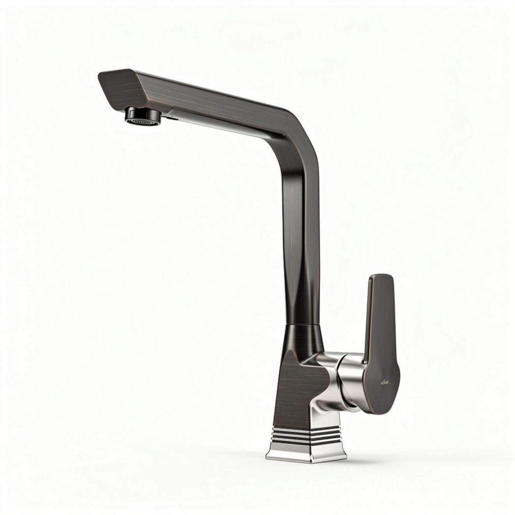 Brushed nickel kitchen faucet with single handle and pull-down sprayer