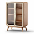 Glass door wooden cabinet for storage and display 80 x 40 x 120cm