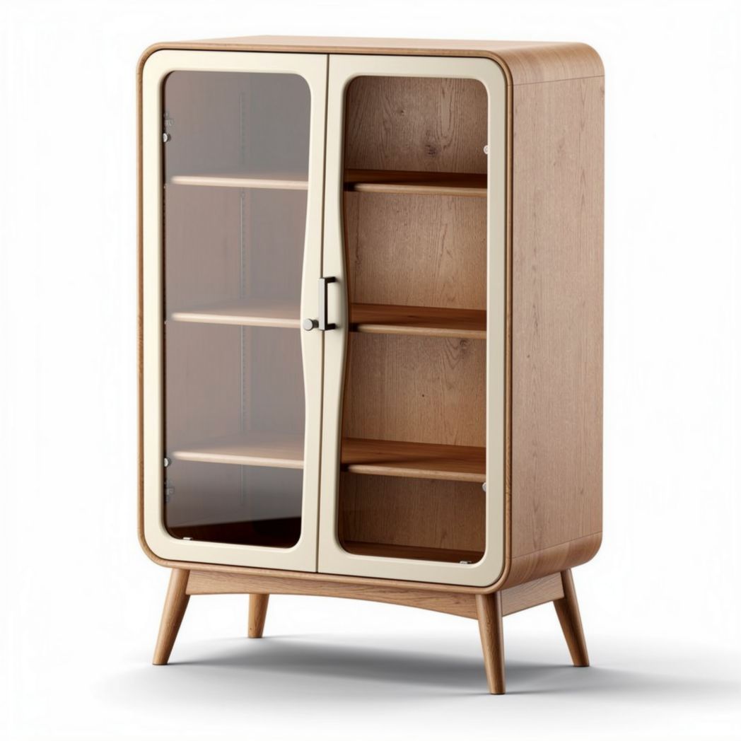 Glass door wooden cabinet for storage and display 80 x 40 x 120cm
