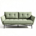 Green fabric loveseat with button-tufted design and metal frame 180 x 80 x 80cm