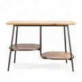 Wooden console table with two circular shelves and metal frame 120 x 60 x 75cm