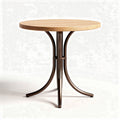 Round wooden table with metal base for dining or living room 75 x 75 x 75cm